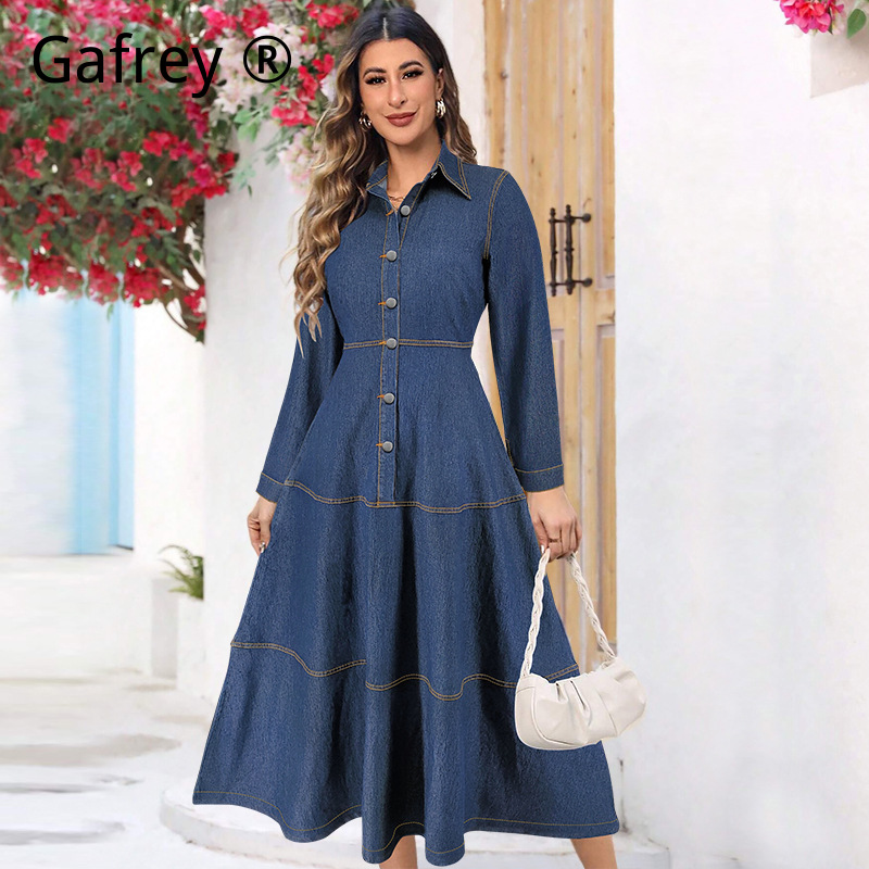 Women Fashion Jeans - Nuovo Vestito Lungo in Jeans alla