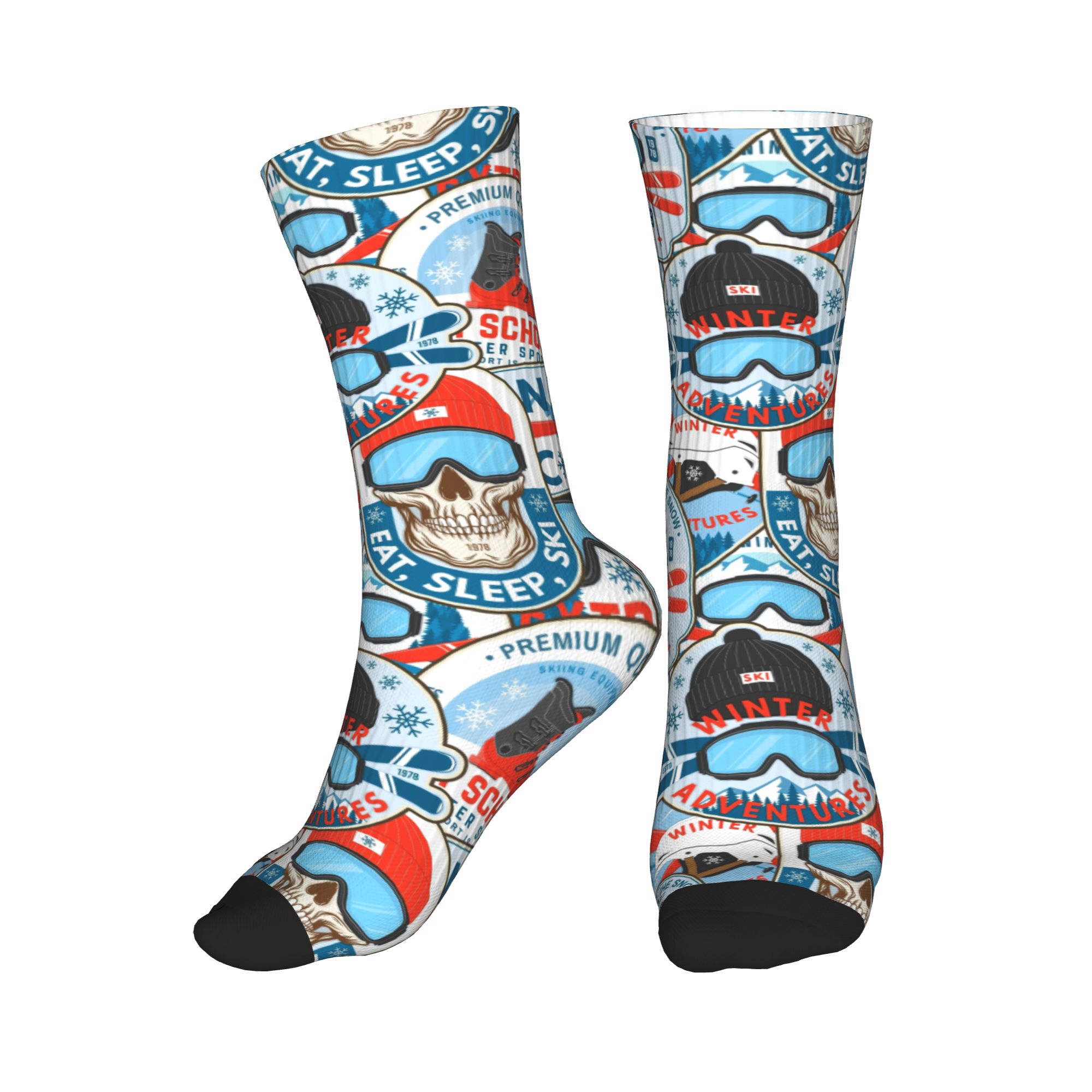Women Fashion Youtube - Calzini vintage rosso blu Ski Club