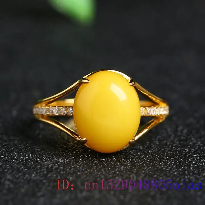 Women Fashion Rings - Anello in ambra gialla Moda Fascino