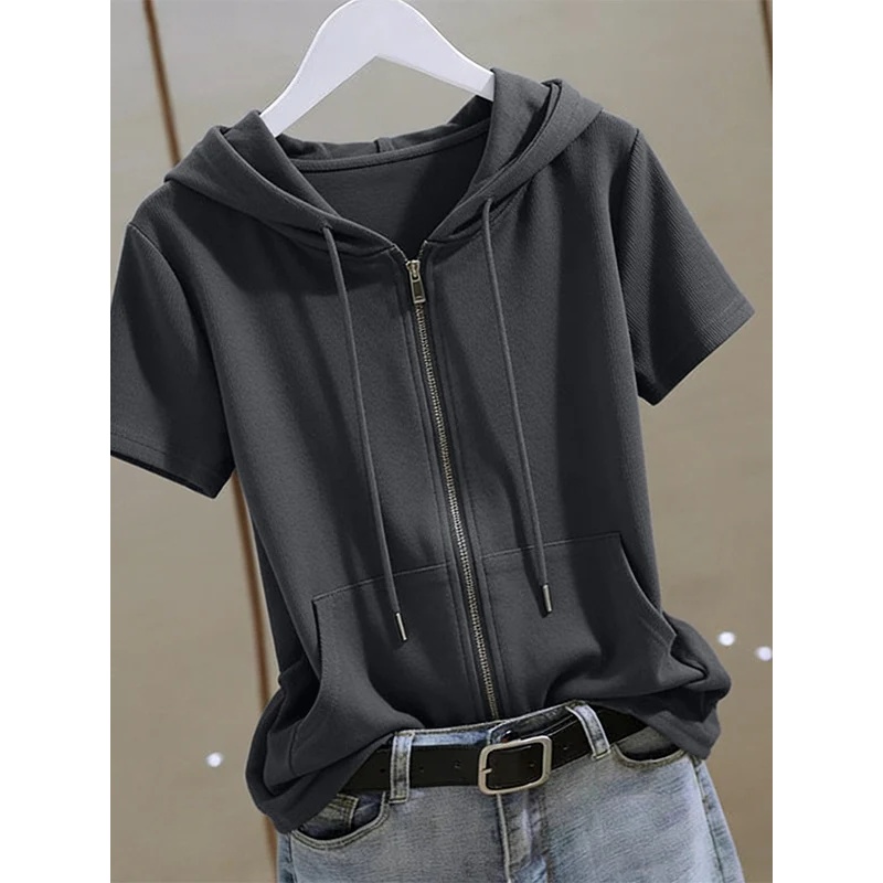 Women'S Fashion Zip Up Hoodies - Felpa con cappuccio estiva da donna