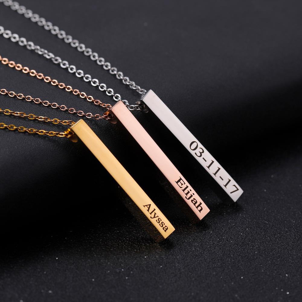 Women Fashion Name Ideas - Collana personalizzata barra verticale collana amicizia