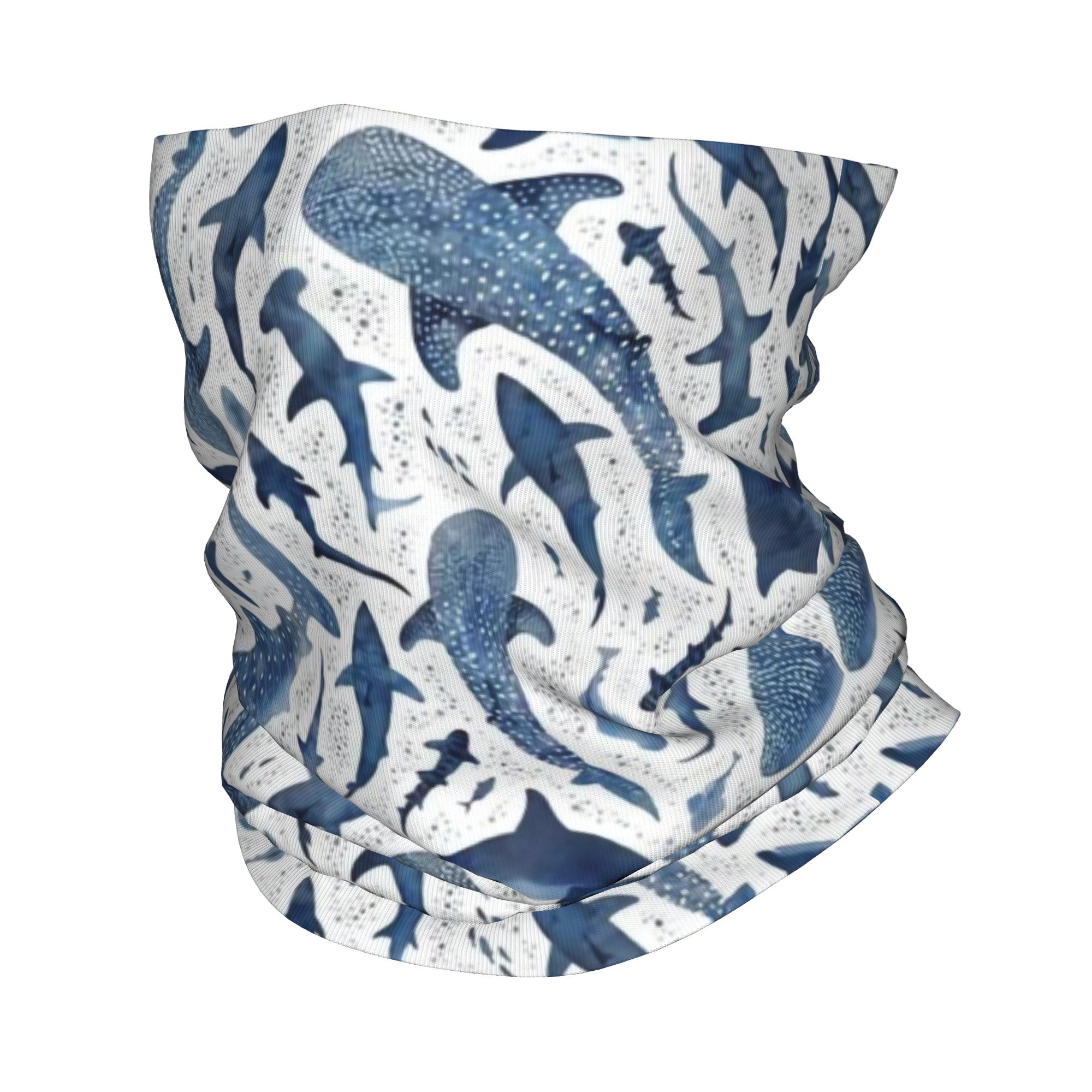 Women Fashion Drawing - Personalizzato blu acquerello squalo bandana collo