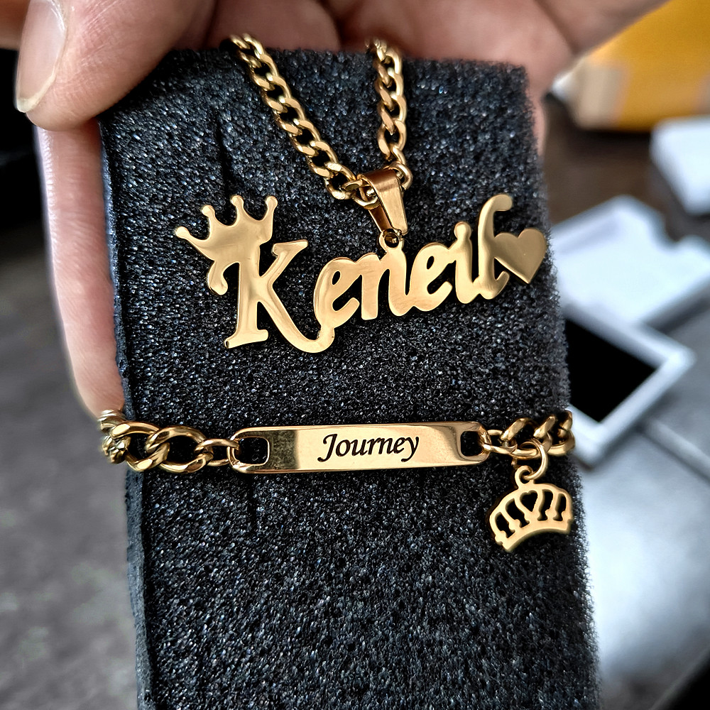 Women Fashion Name Ideas - Personalizzato personalizzato corona nome collana braccialetto