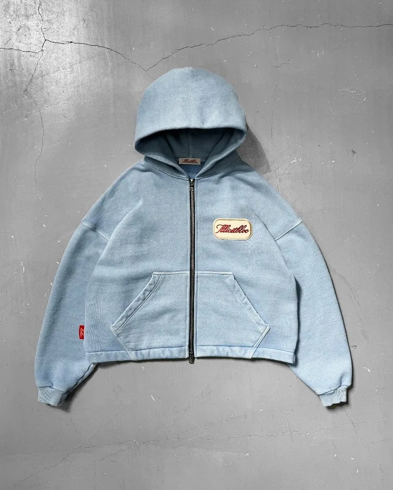 Women'S Fashion Zip Up Hoodies - Y2K moda nuova lettera ricamo patch