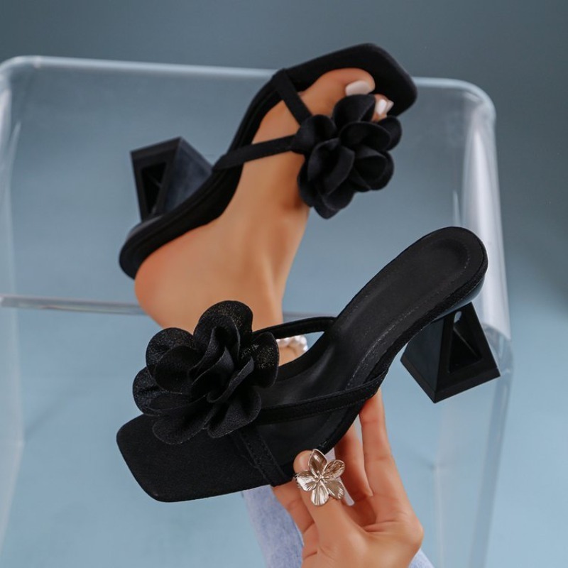 Women'S Fashion Line - Sandali da Donna con Decorazione Floreale