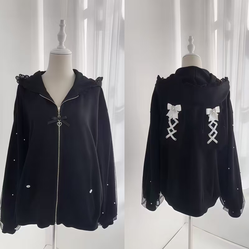 Women'S Fashion Zip Up Hoodies - Giacca Invernale da Donna con Orecchie