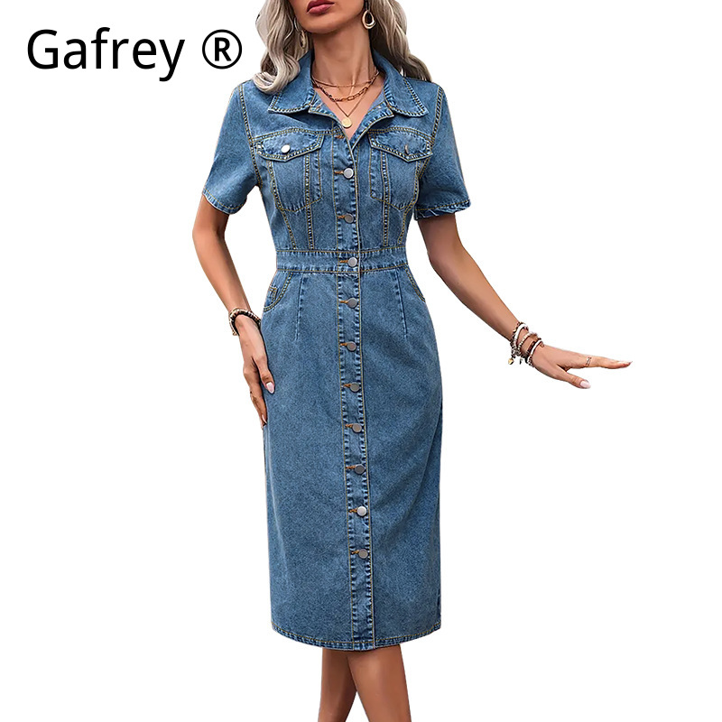 Abito in denim con risvolto da - Women Fashion Jeans recensione e prezzo