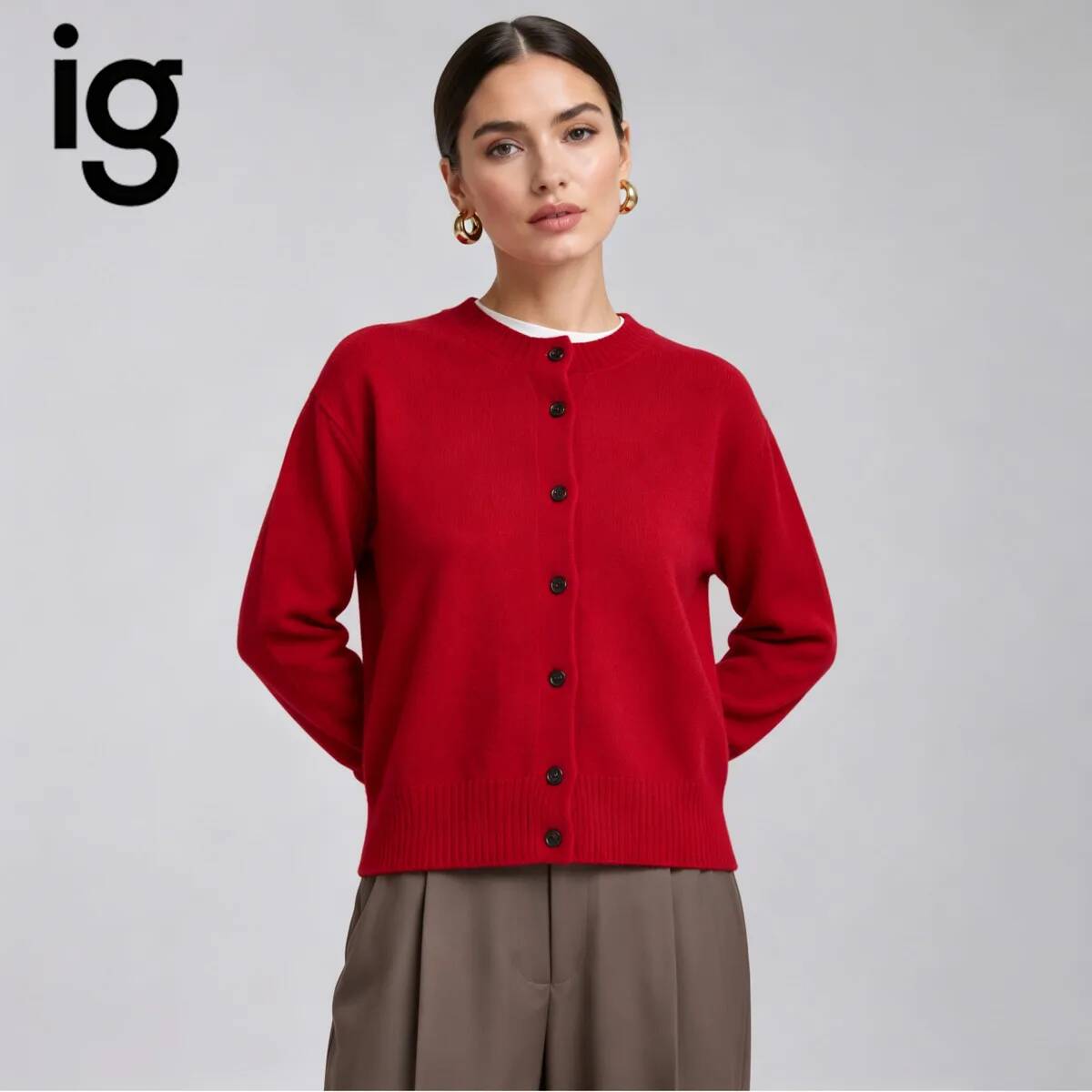 Cardigan da donna IG rosso a g - Ribbed Knit Sweater recensione e prezzo